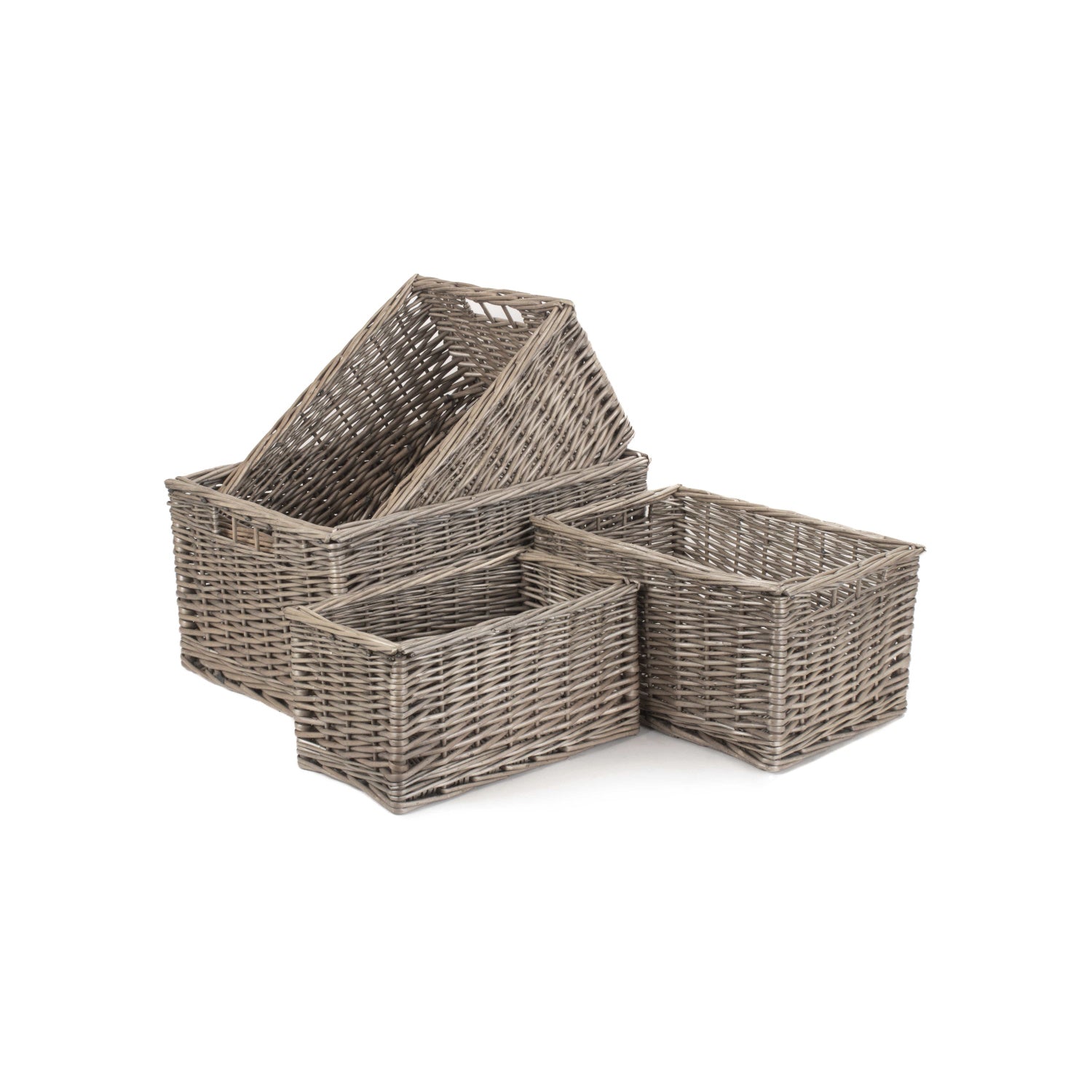 Antique Wash Willow Storage Basket Set 4