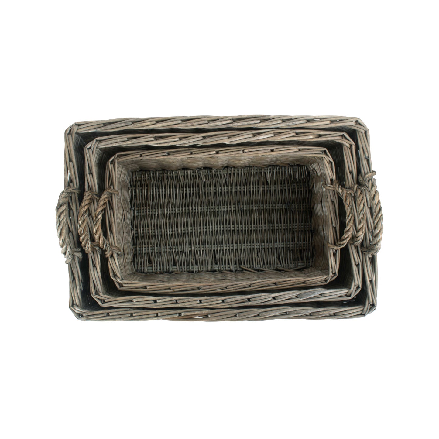 Shallow Antique Wash Storage Basket Set 3