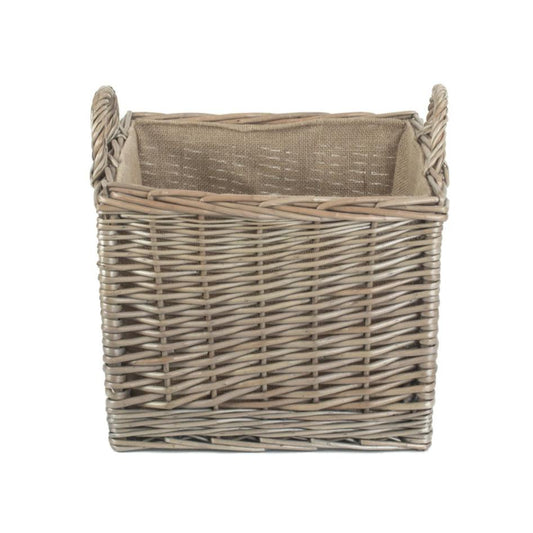 Medium Square Lined Wicker Log Storage Basket