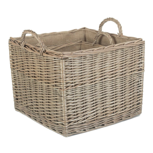 Square Lined Wicker Log Storage Basket Set 2