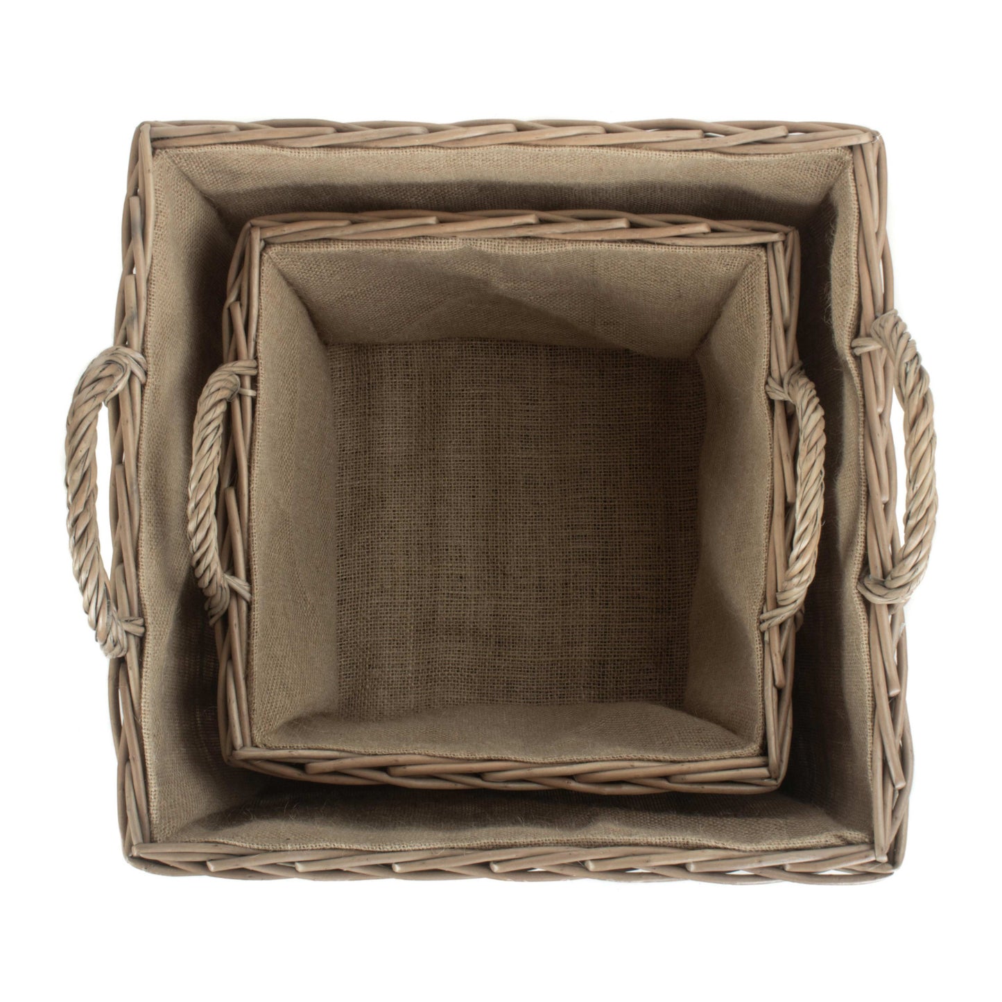 Square Lined Wicker Log Storage Basket Set 2