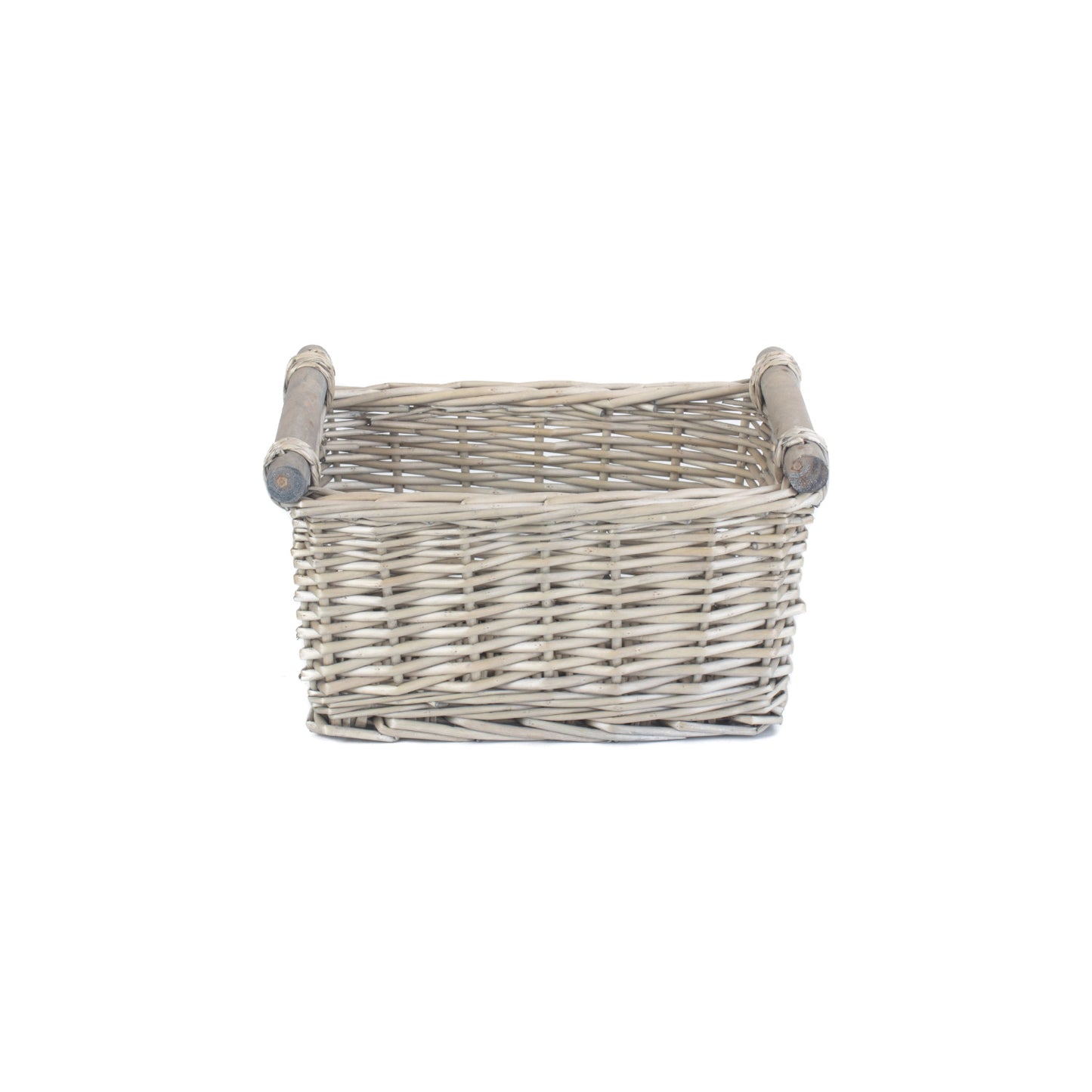 Small Antique Wash Wooden Handled Storage Basket