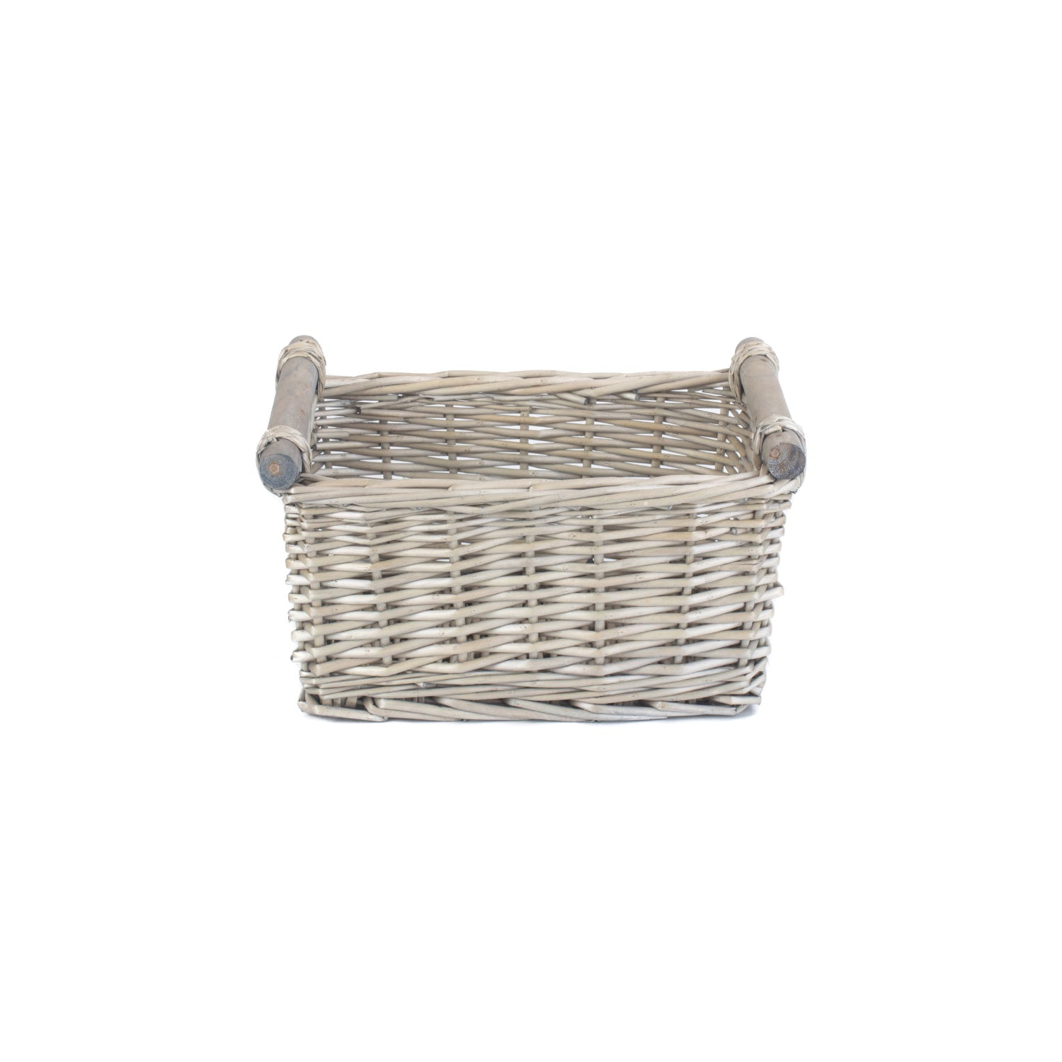 Small Antique Wash Wooden Handled Storage Basket