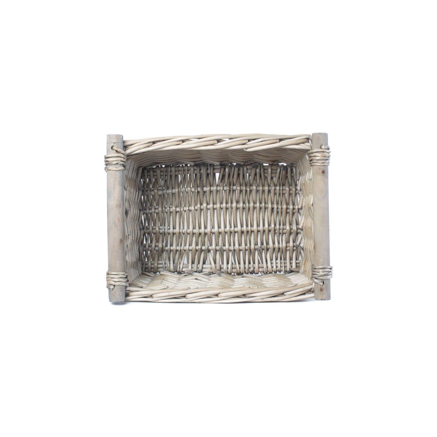 Small Antique Wash Wooden Handled Storage Basket