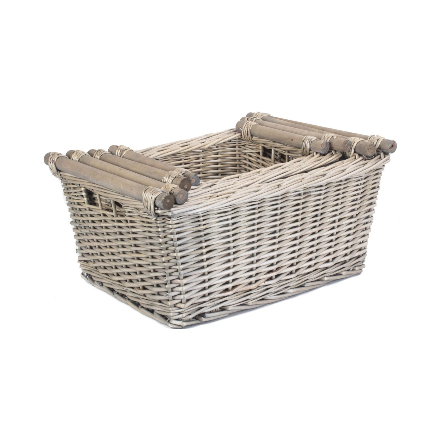 Antique Wash Wooden Handled Storage Basket Set 4