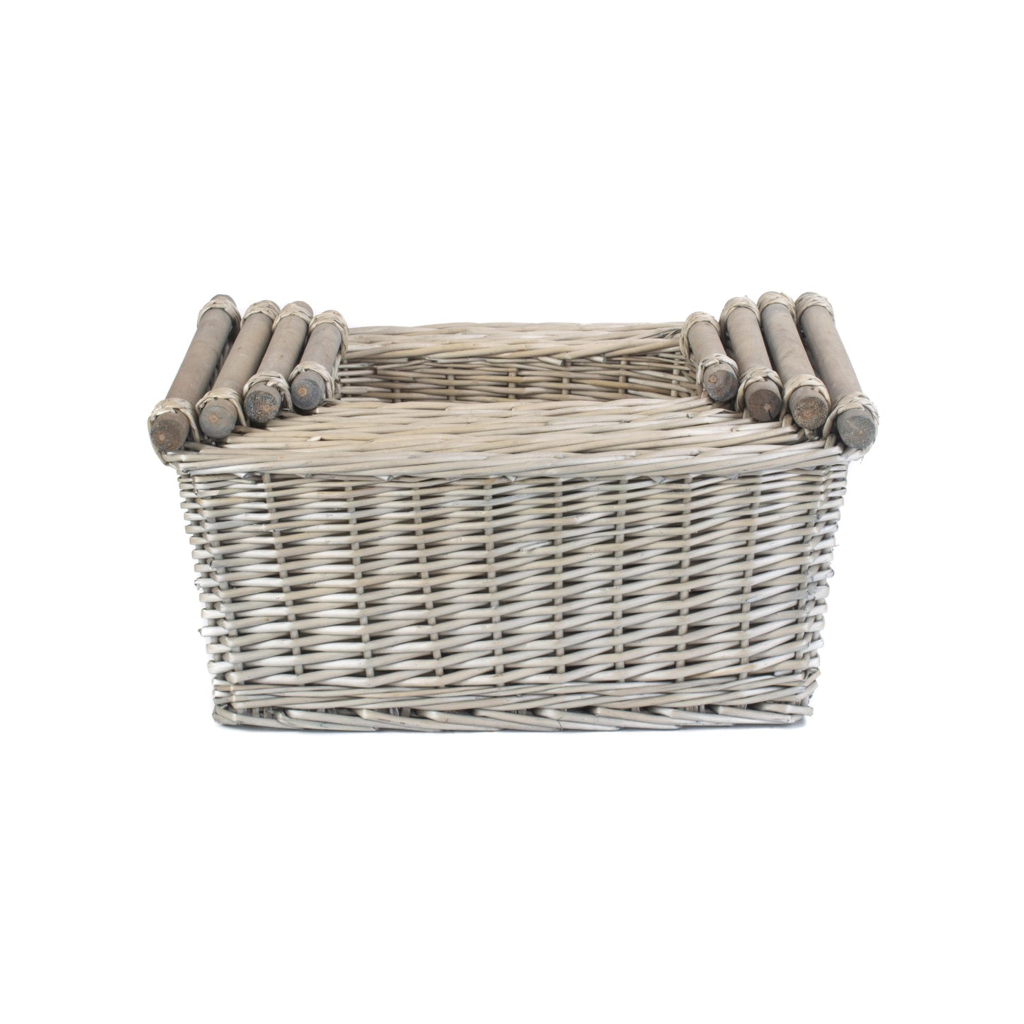 Antique Wash Wooden Handled Storage Basket Set 4