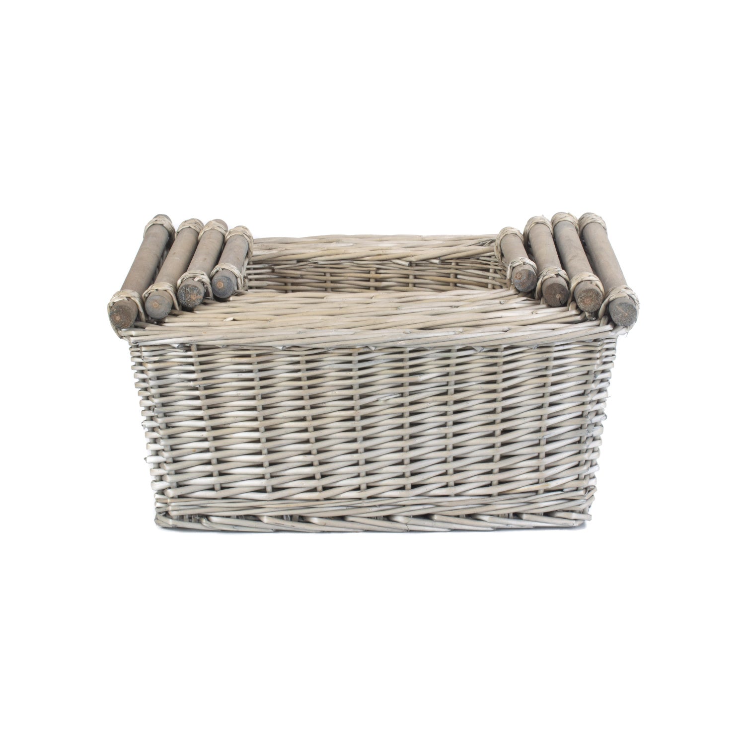 Antique Wash Wooden Handled Storage Basket Set 4