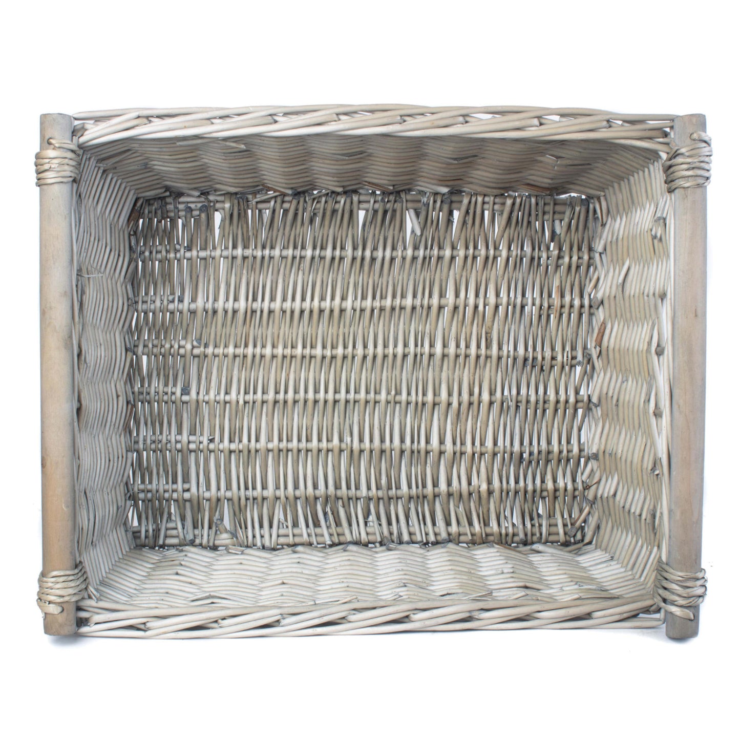 Extra Large Antique Wash Wooden Handled Storage Basket