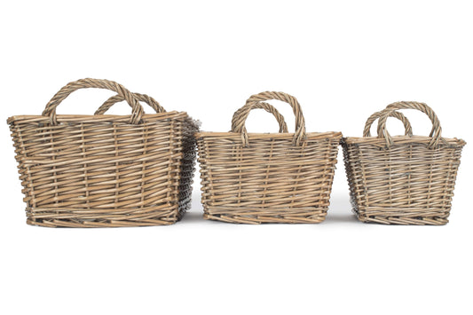 Antique Wash Willow Tapered Storage Baskets Set of 3