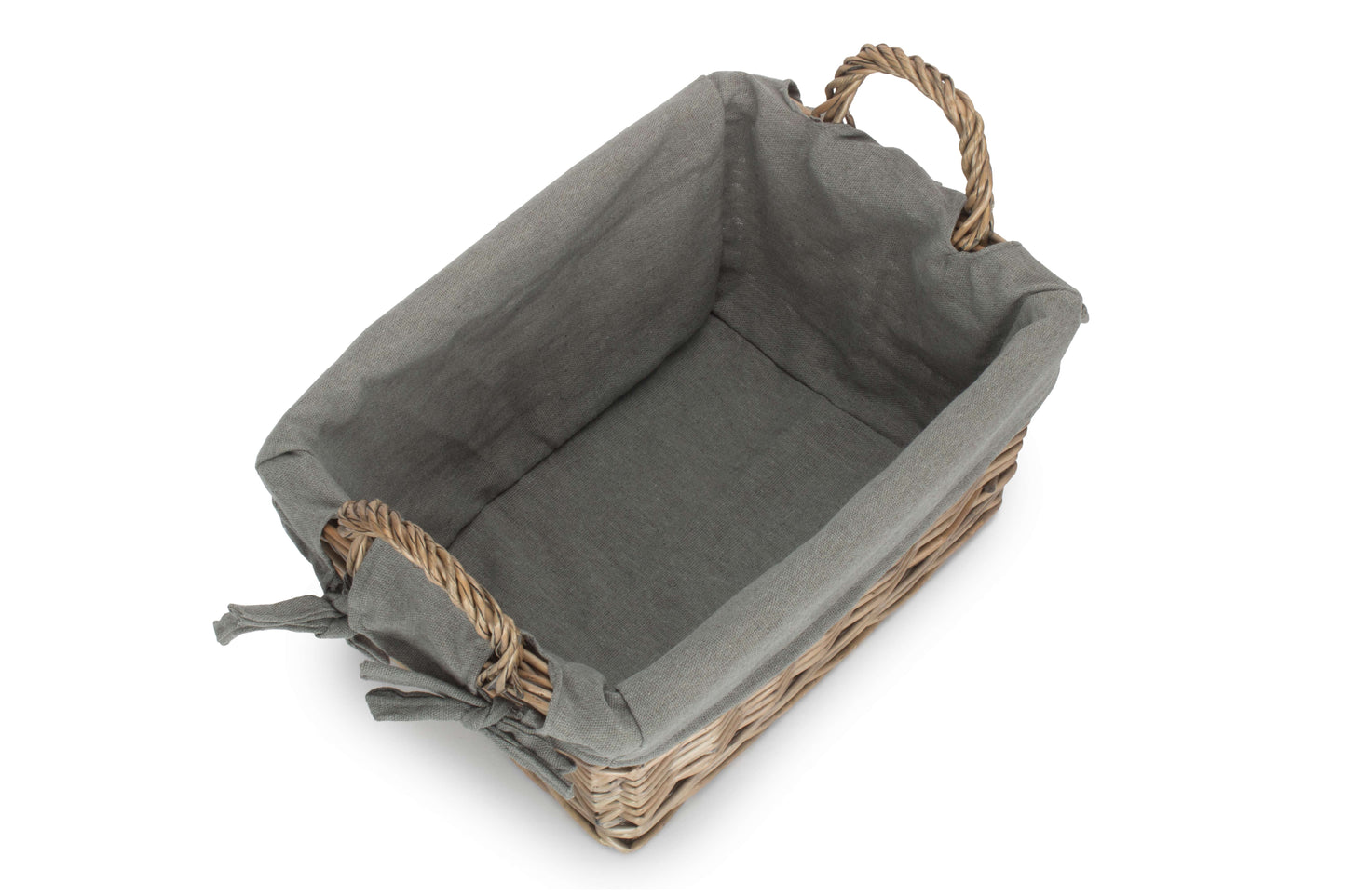 Medium Antique Wash Willow Tapered Storage Basket with Grey Sage Lining