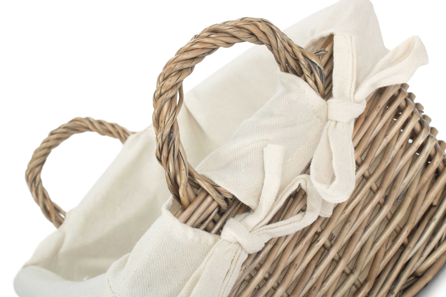 Medium Antique Wash Willow Tapered Storage Basket with White Lining