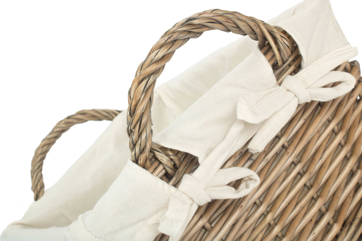 Large Antique Wash Willow Tapered Storage Basket with White Lining