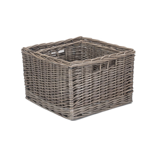 Square Antique Wash Willow Storage Basket Set 2