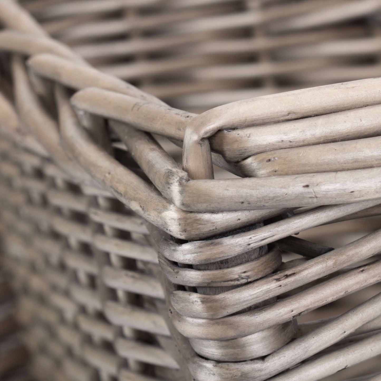 Square Antique Wash Willow Storage Basket Set 2