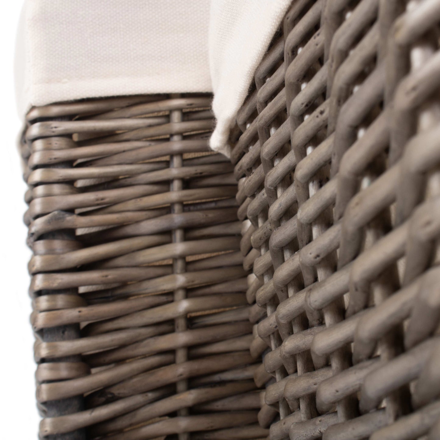 Square Antique Wash Willow Storage Basket with White Lining Set 2