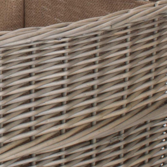 Rectangular Lined Wicker Log Storage Basket Set 3