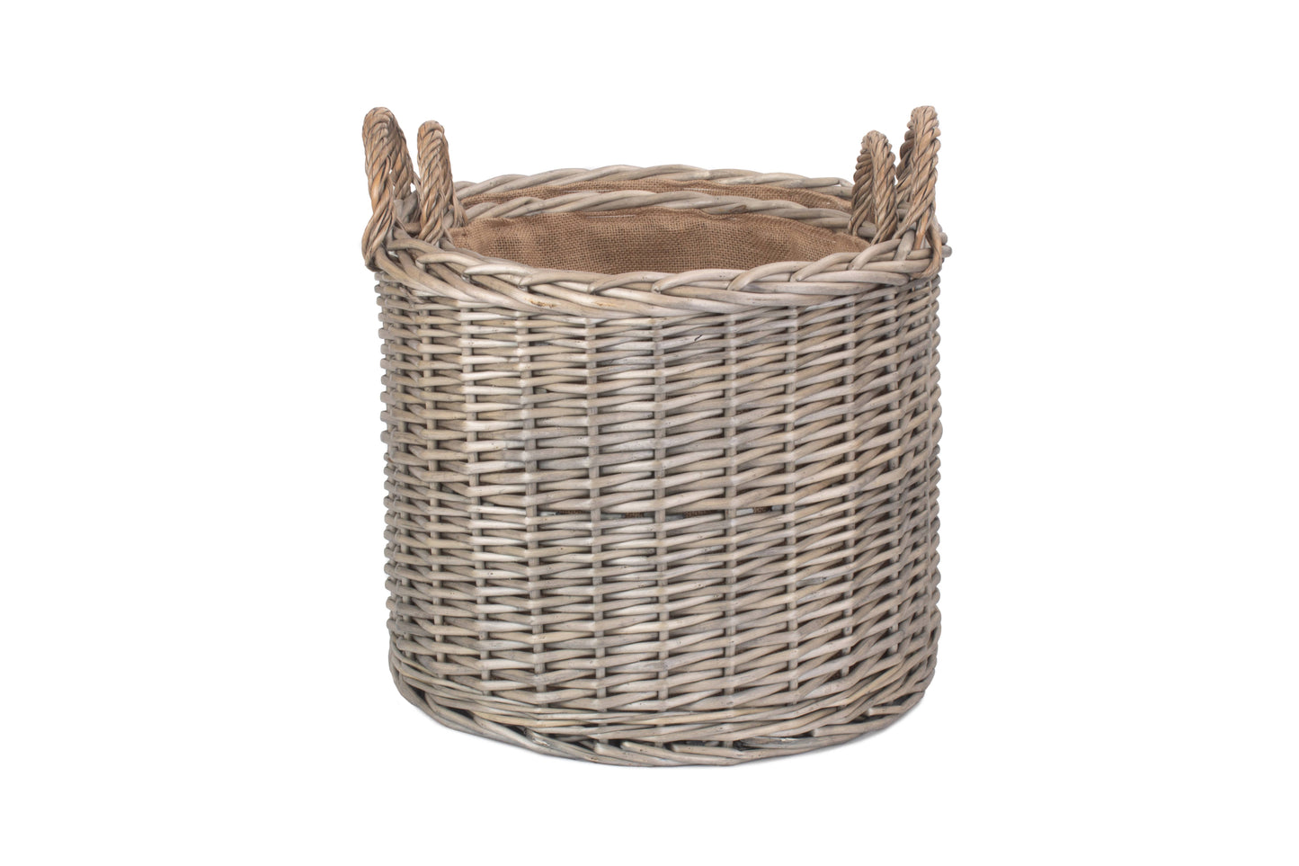 Round Straight-Sided Wicker Log Storage Basket Set 2