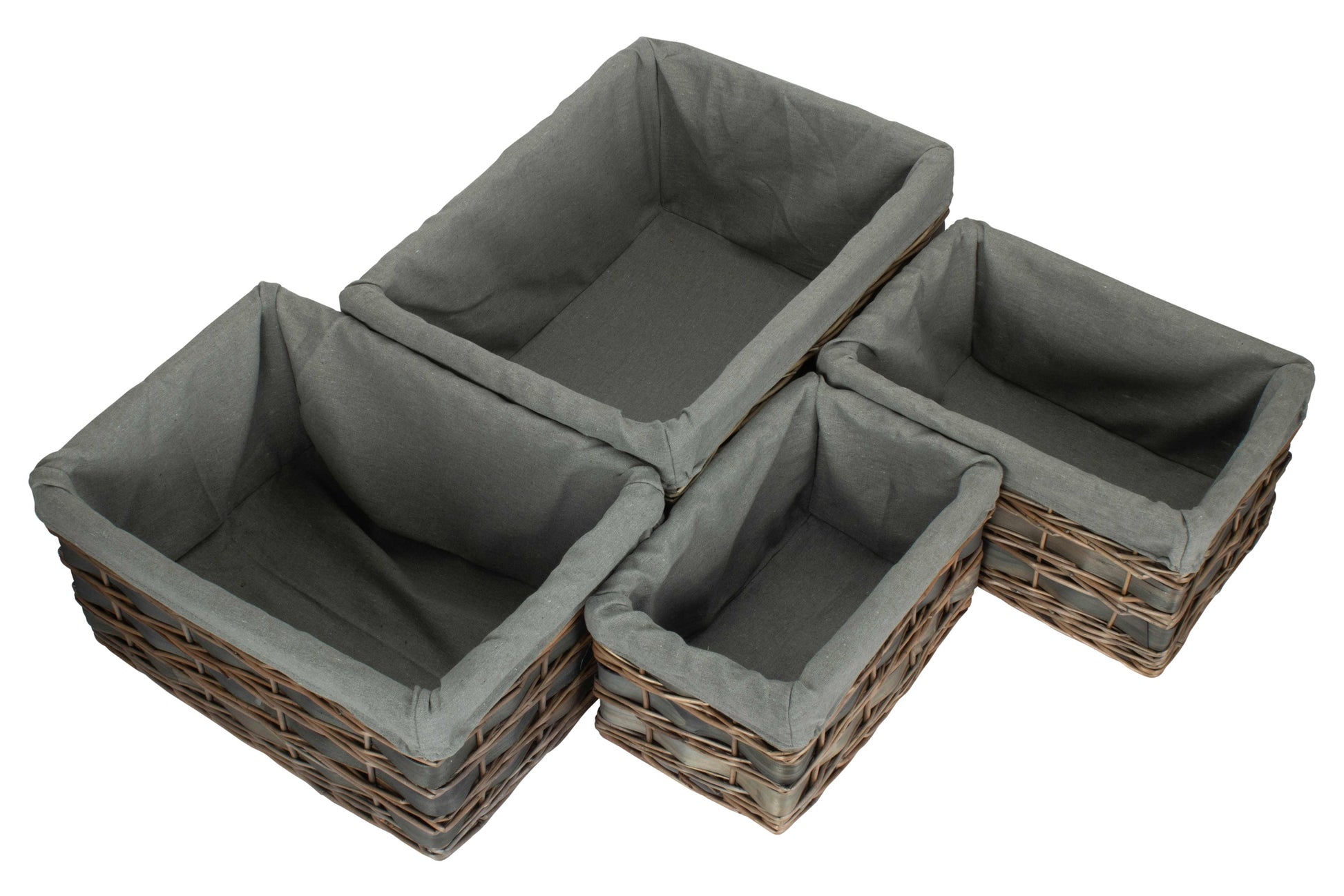 Grey Scandi Storage Basket with Grey Sage Lining Set 4