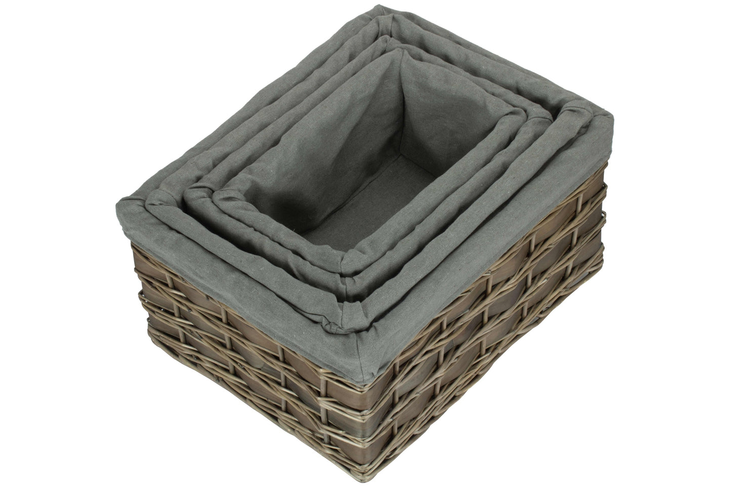 Grey Scandi Storage Basket with Grey Sage Lining Set 4