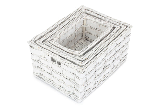 White Scandi Storage Basket Set 4