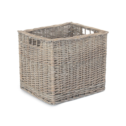 Square Grey Wash Willow Storage Basket