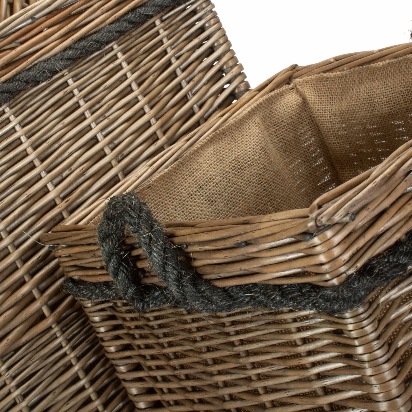 Antique Wash Willow Square Storage Basket Set 3