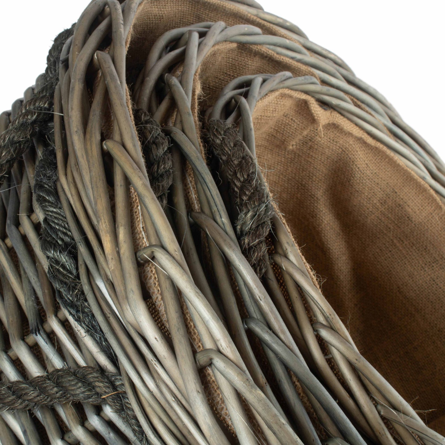 Antique Wash Willow Round Storage Basket Set 3