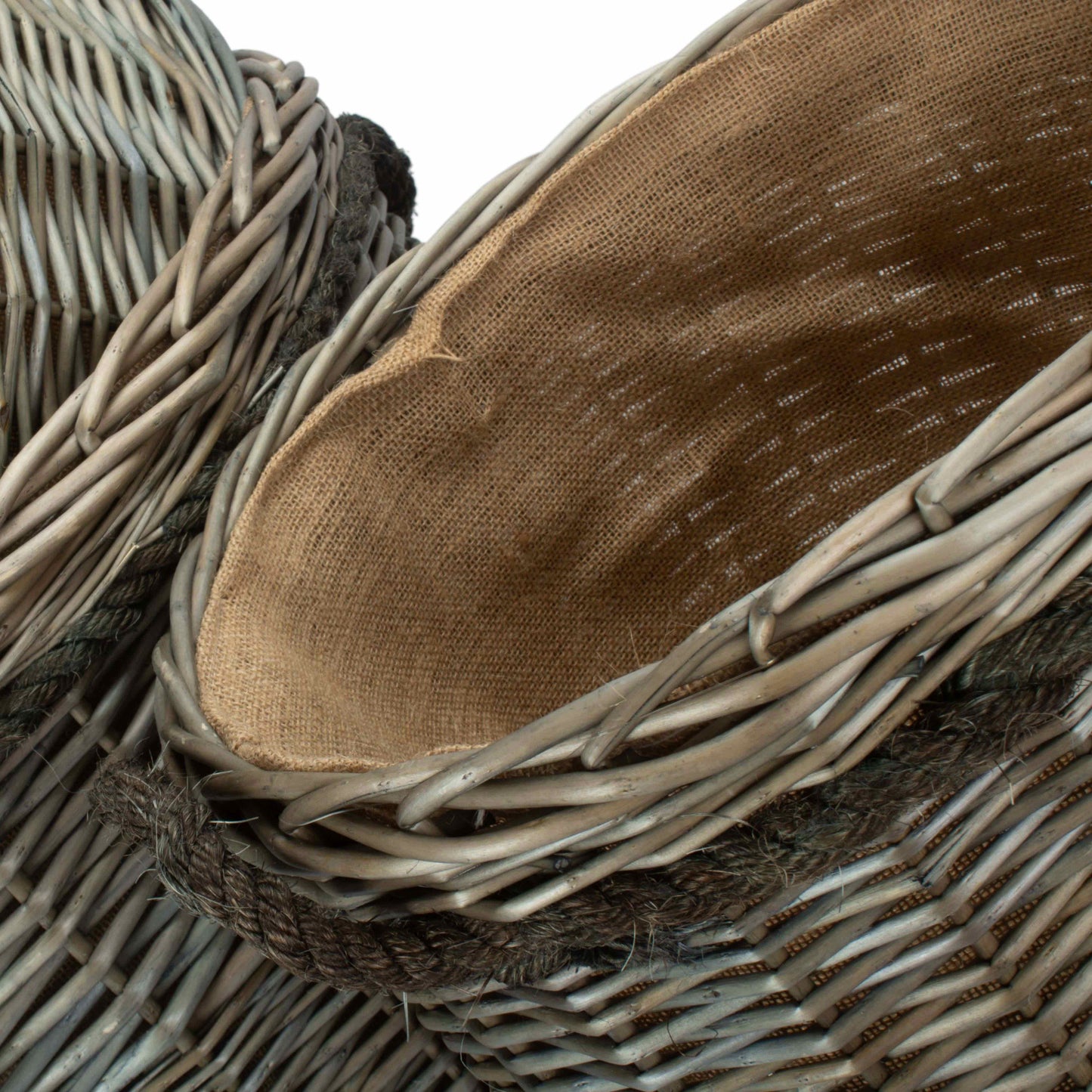 Antique Wash Willow Round Storage Basket Set 3