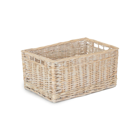 White Wash Willow Bathroom Tidy Storage Basket