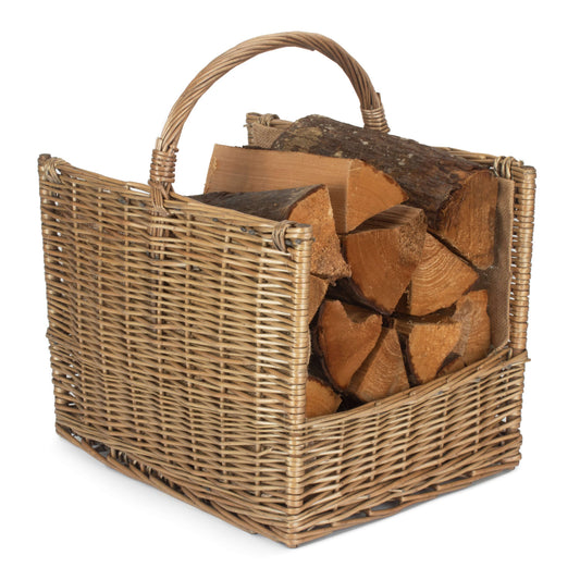 Antique Wash Open Ended Log Basket