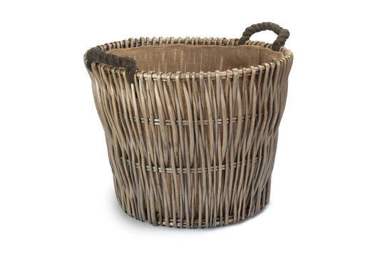 Round Grey Log Basket