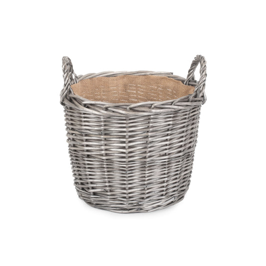 Medium Round Lined Wicker Log Basket