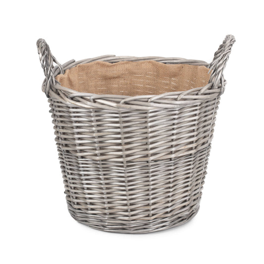 Large Round Lined Wicker Log Basket