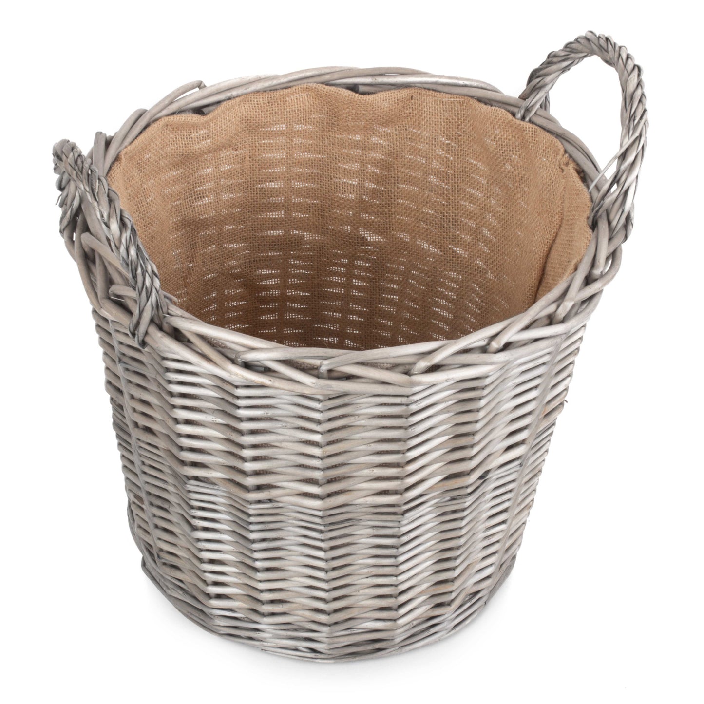Large Round Lined Wicker Log Basket