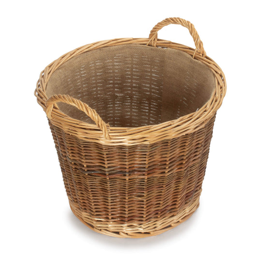 Medium Unpeeled Log Basket With Lining