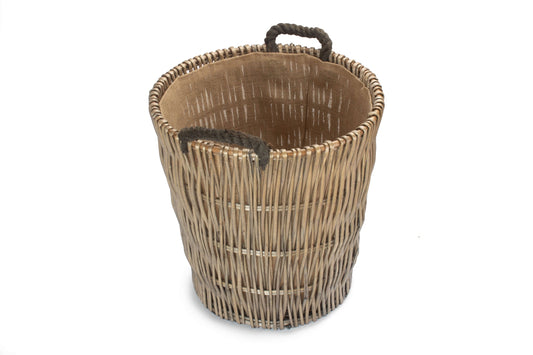Tall Round Grey Log Basket