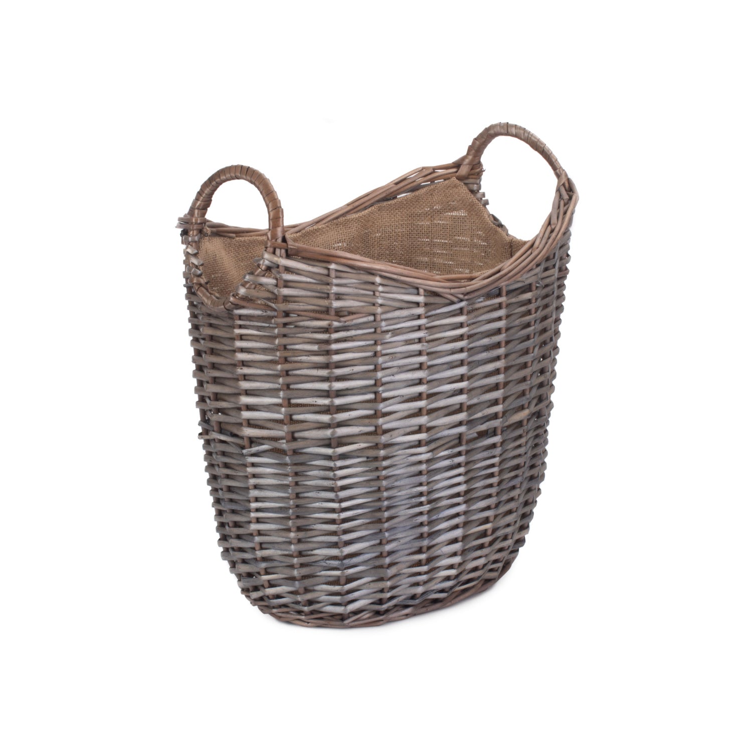 Small Scoop Neck Antique Wash Hessian Lined Basket