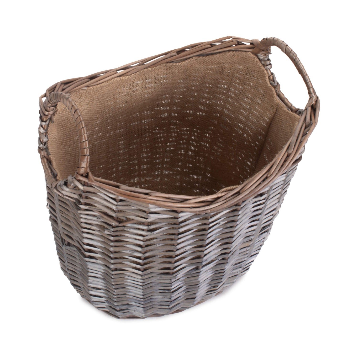 Small Scoop Neck Antique Wash Hessian Lined Basket