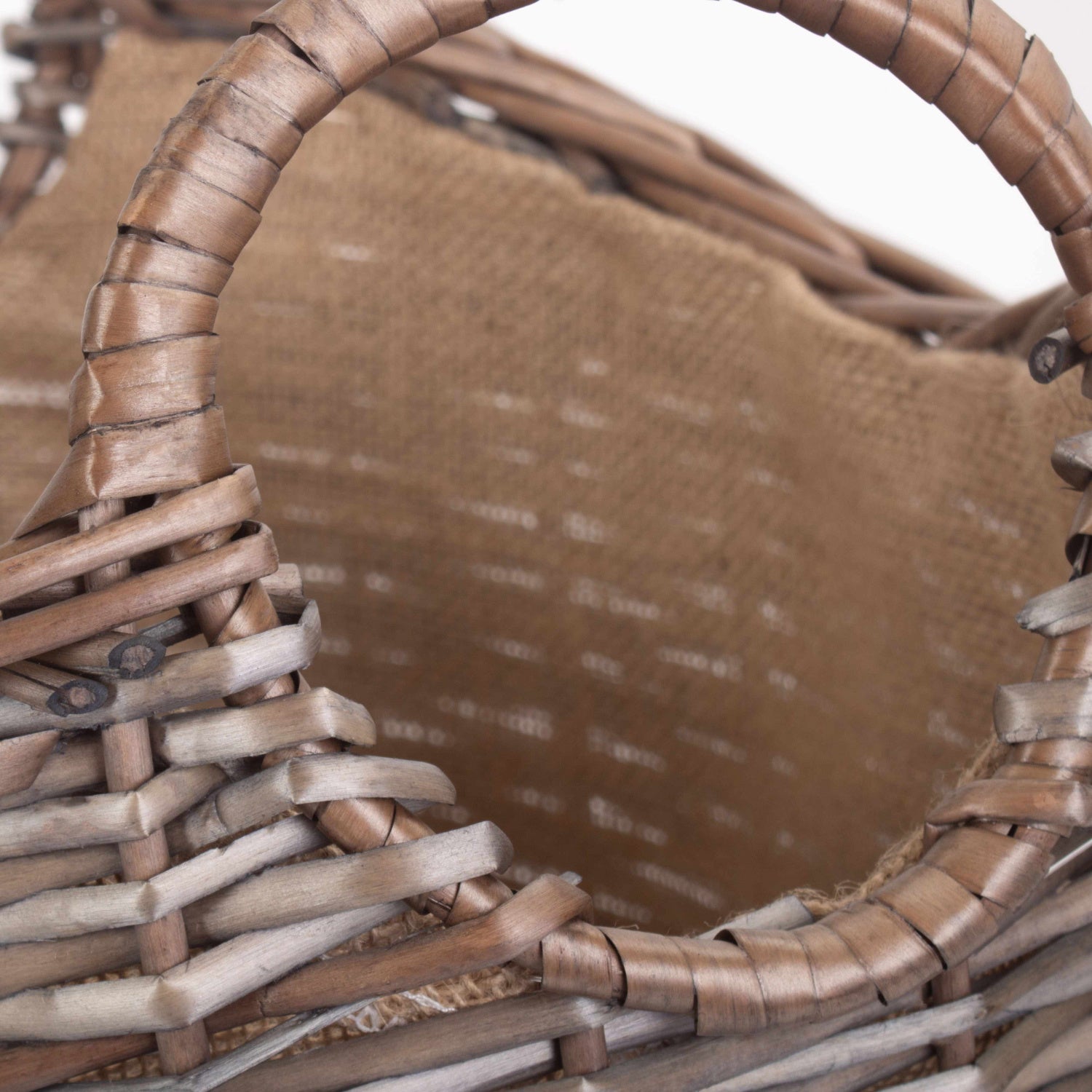 Small Scoop Neck Antique Wash Hessian Lined Basket