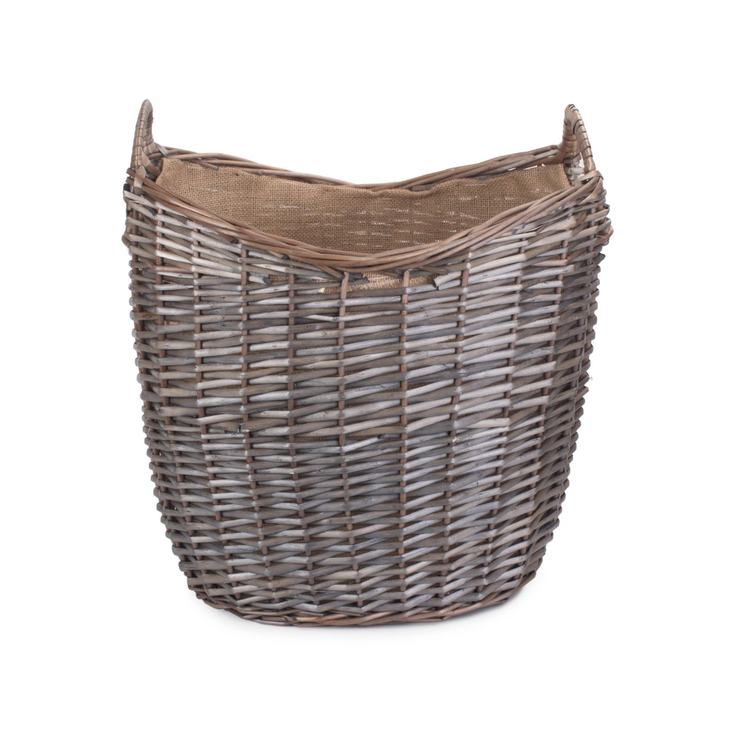 Medium Scoop Neck Antique Wash Hessian Lined Basket