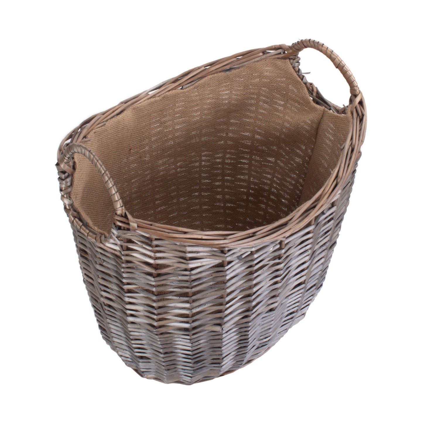 Medium Scoop Neck Antique Wash Hessian Lined Basket