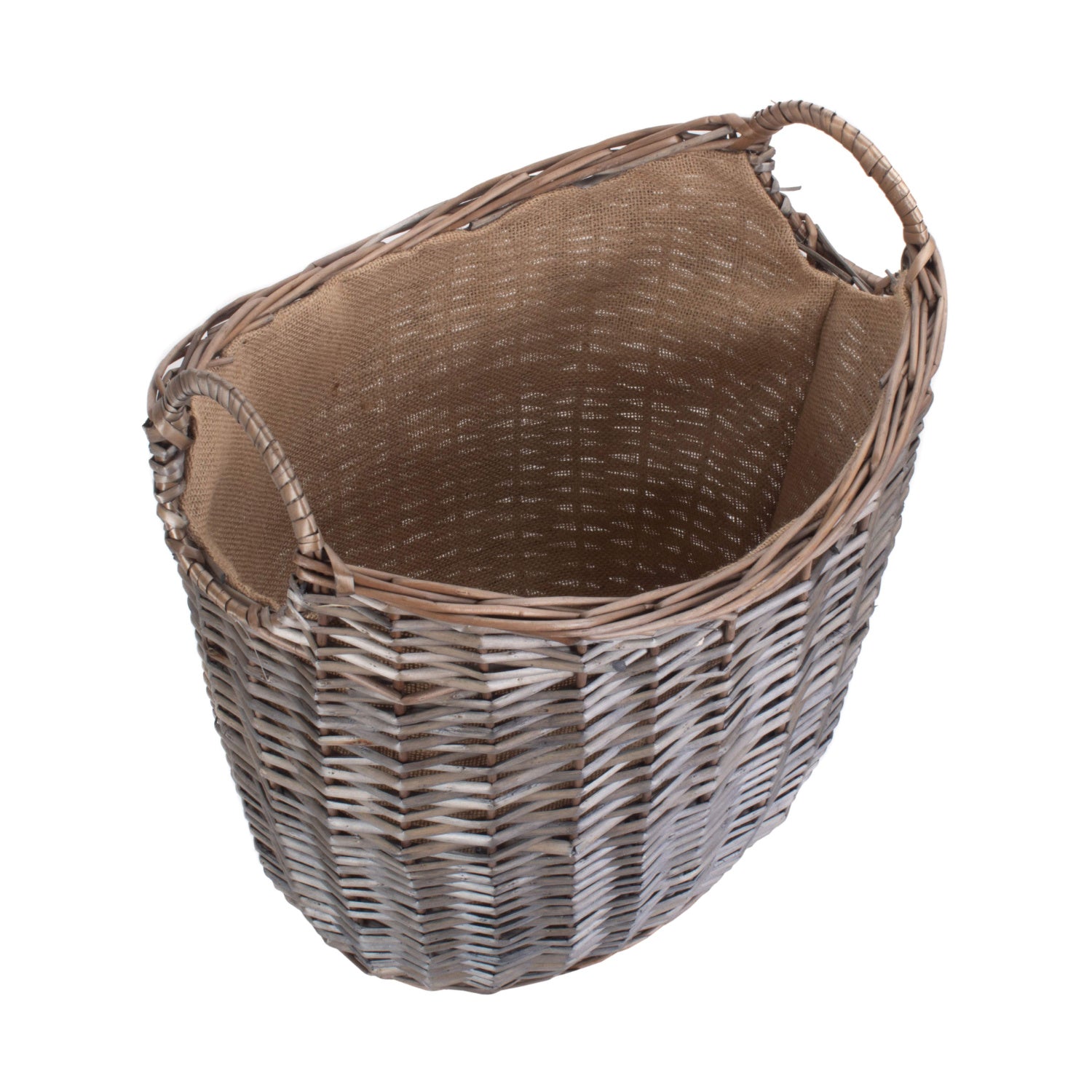 Medium Scoop Neck Antique Wash Hessian Lined Basket