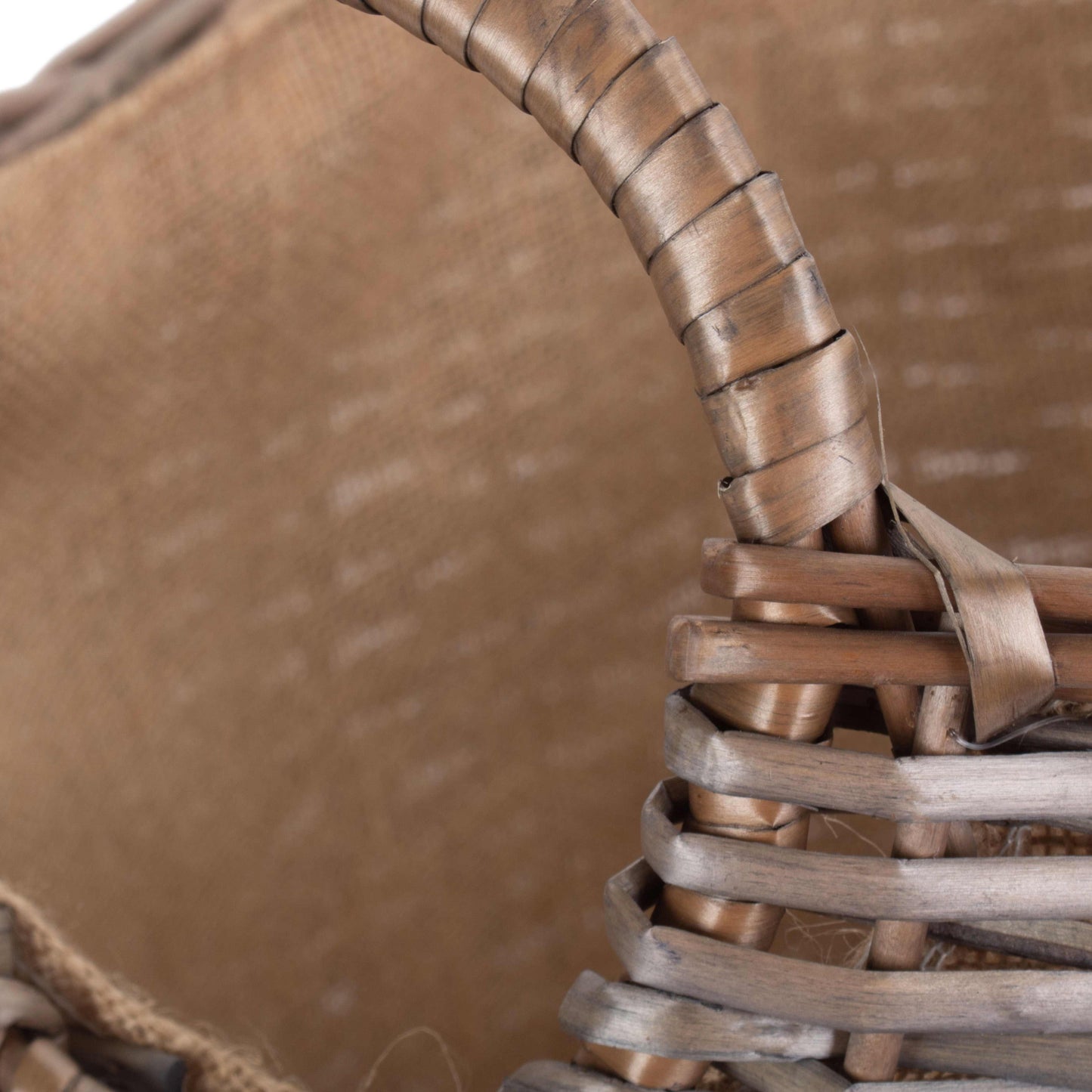 Large Scoop Neck Antique Wash Hessian Lined Basket