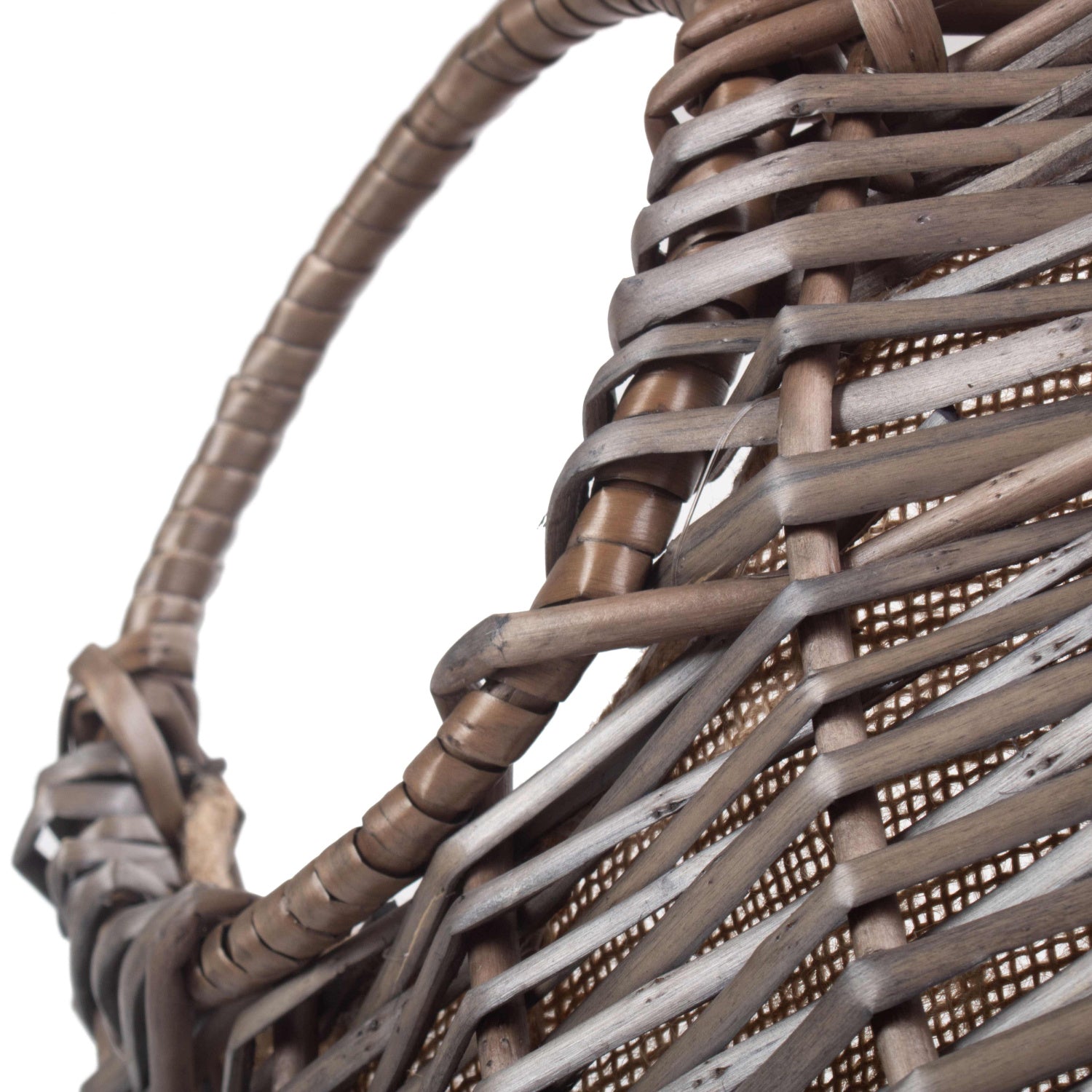 Large Scoop Neck Antique Wash Hessian Lined Basket