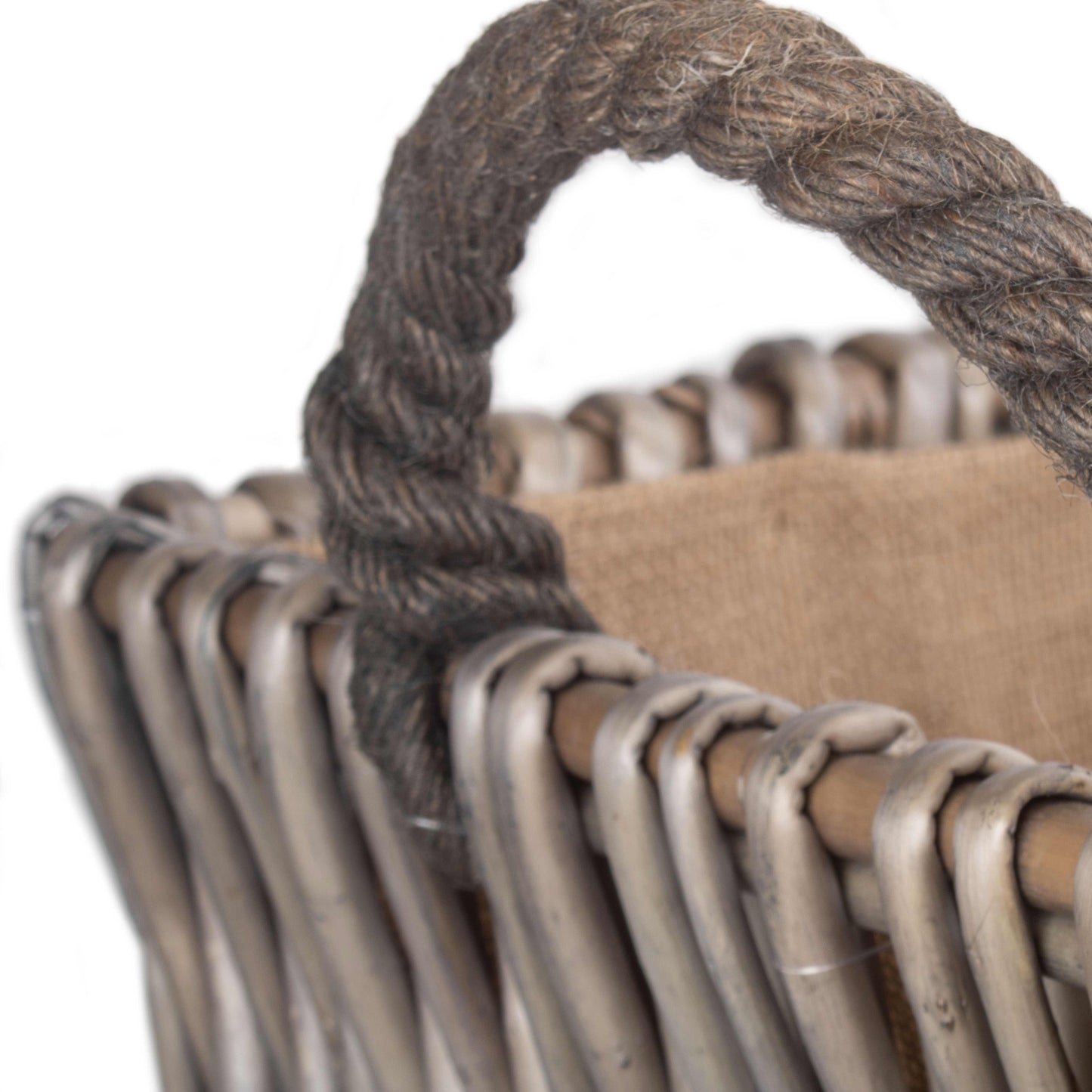 Large Grey Rectangular Log Basket