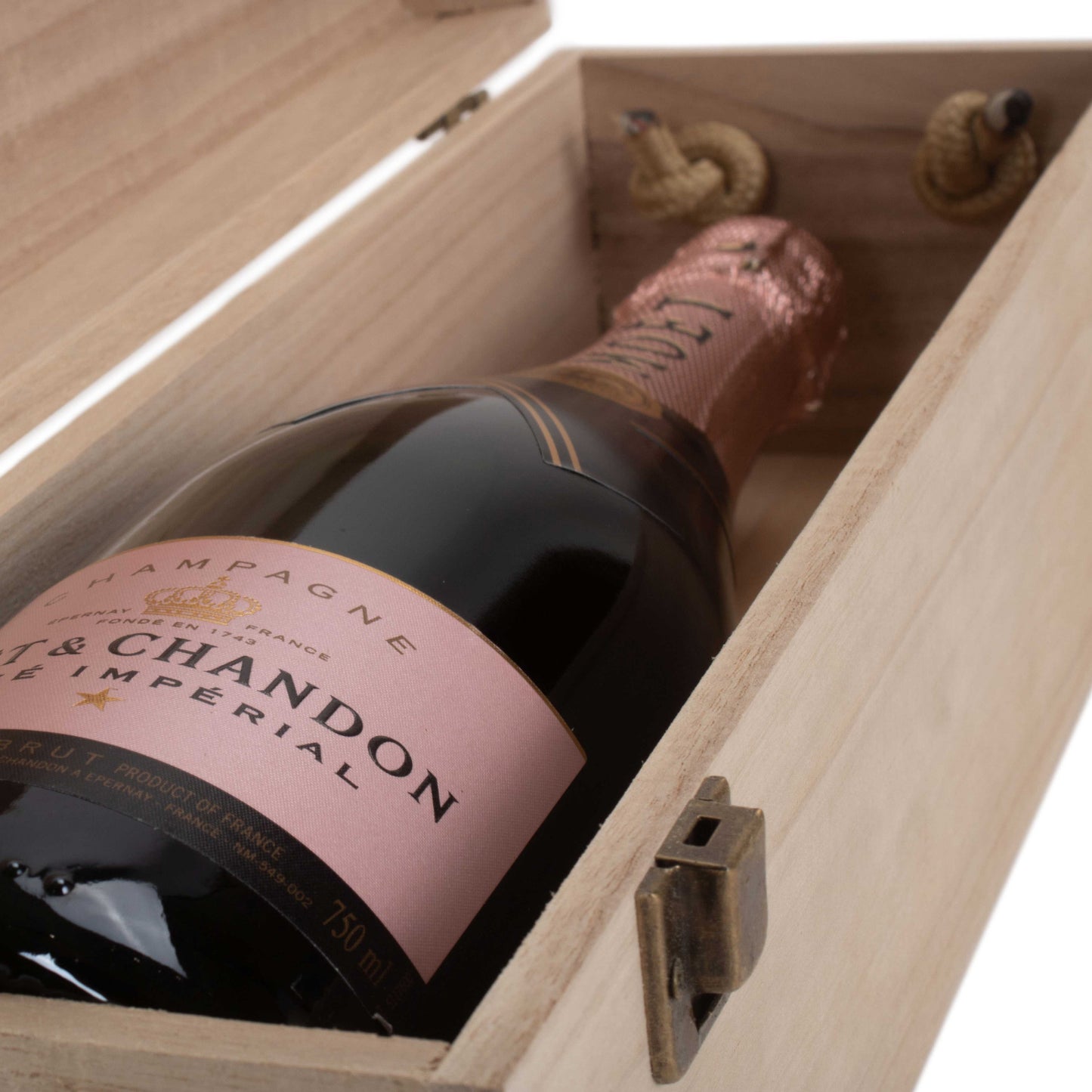 Single Bottle Hinged Lid Wooden Box