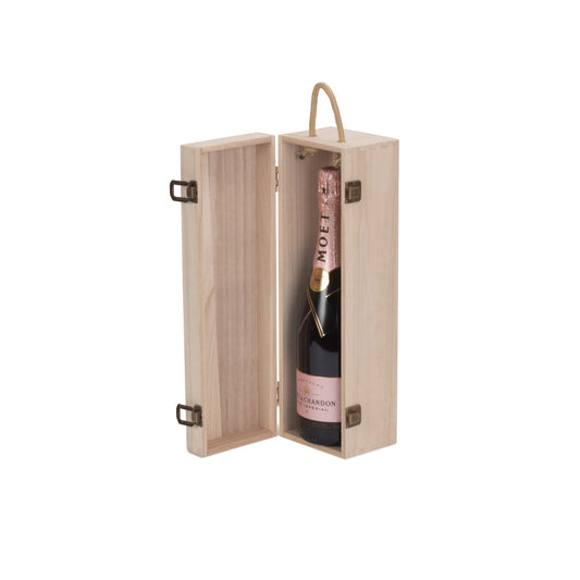 Single Bottle Hinged Lid Wooden Box
