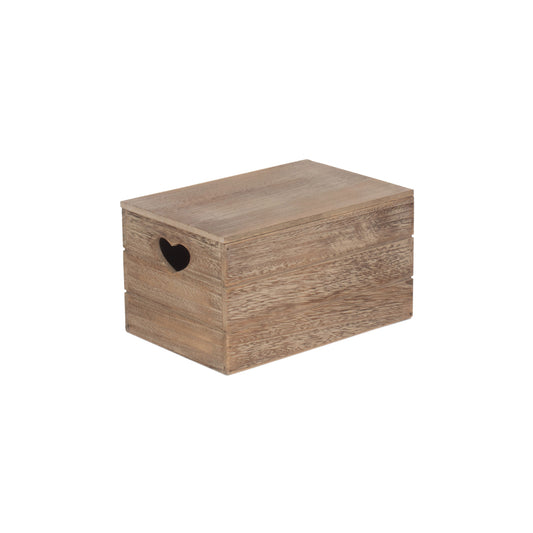 Small Oak Effect Heart Cut-Out Box with Lid