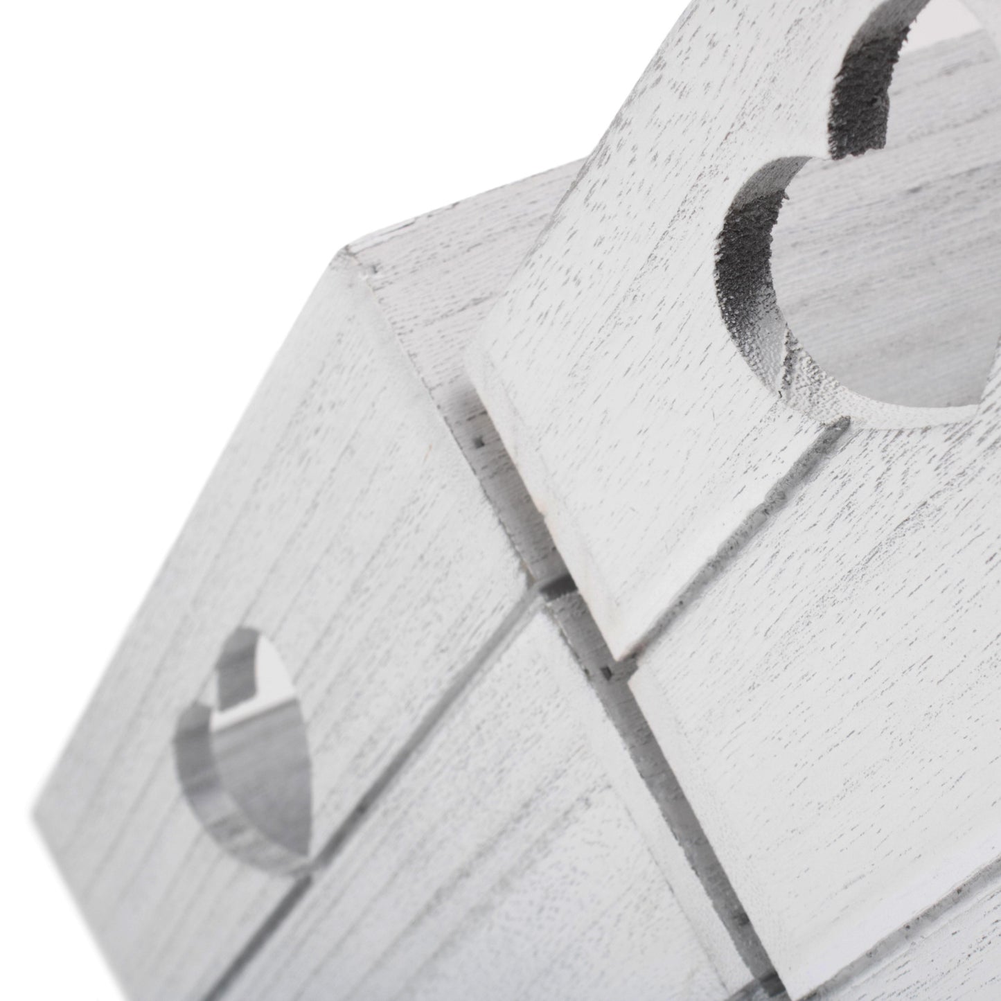 Vintage White Wash Heart Cut-Out Crate Set 2