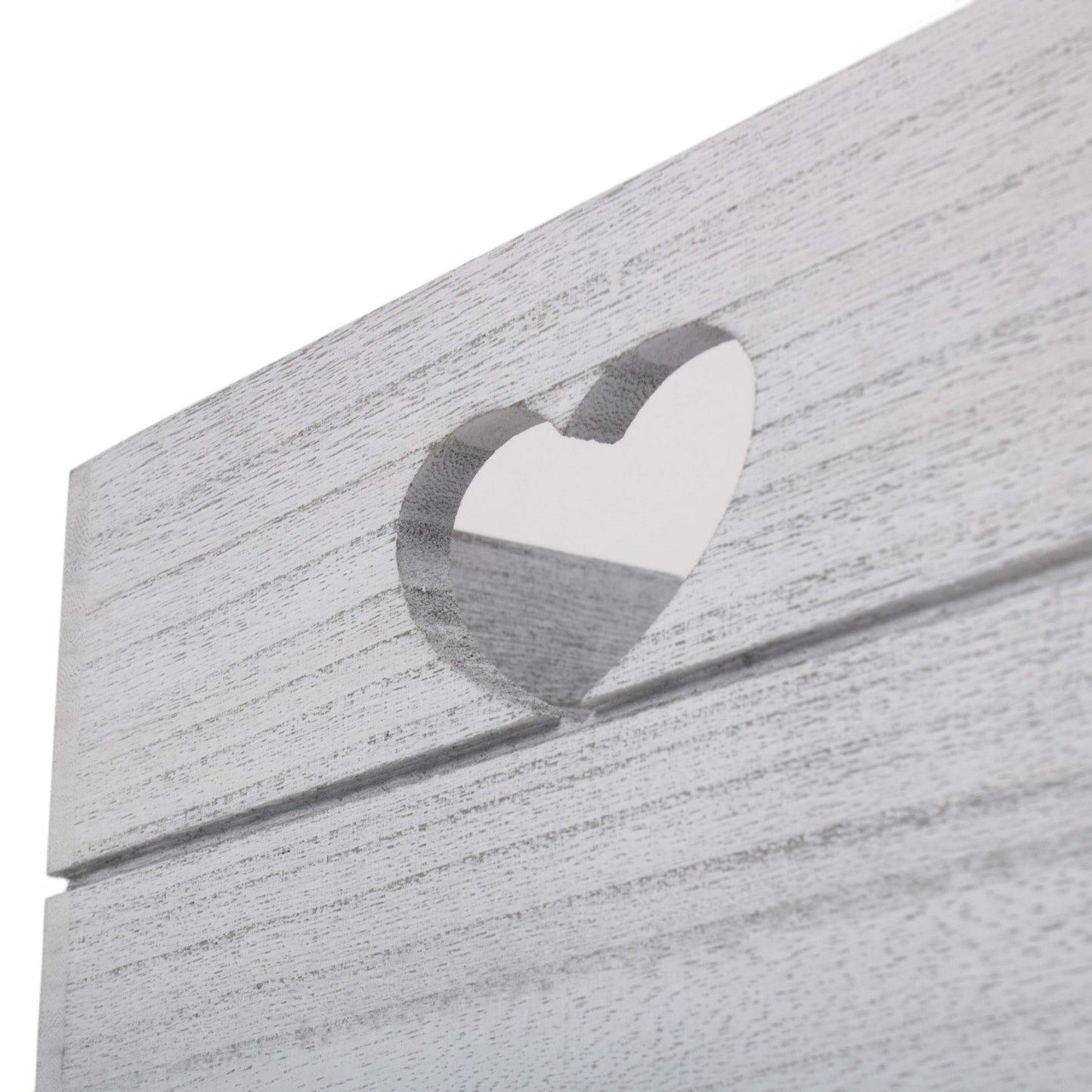 Large Vintage White Wash Heart Cut-Out Crate